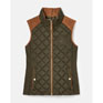 Joules Braemar Luxe Showerproof Diamond Quilted Gilet - Khaki Green