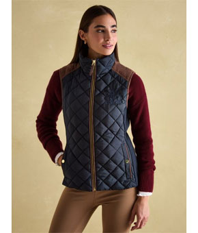 Joules Braemar Luxe Showerproof Diamond Quilted Gilet - Navy