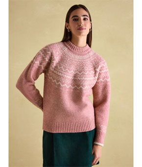 Joules Charlotte Crew Neck Fair Isle Jumper - Pink